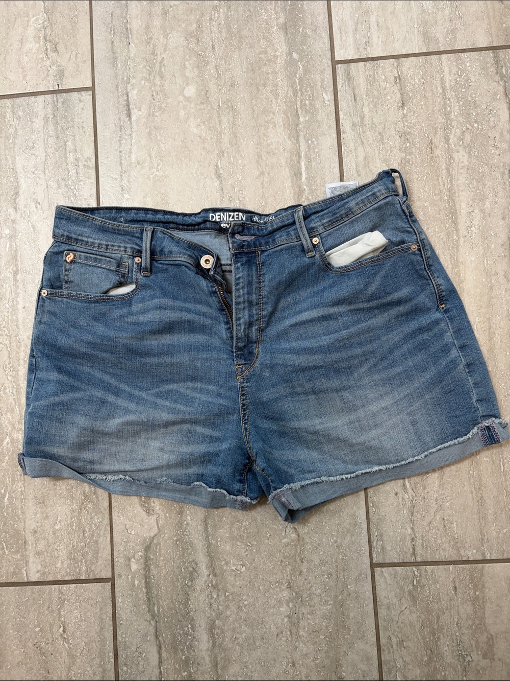 Denizen from Levi's Women's Medium Blue Denim Roll-Hem Shorts